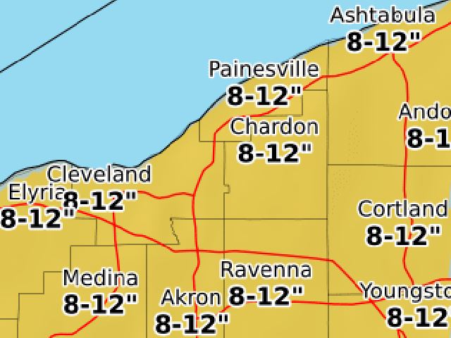 Cleveland Ohio Weather Snow Removal Forecast on 2/14/21