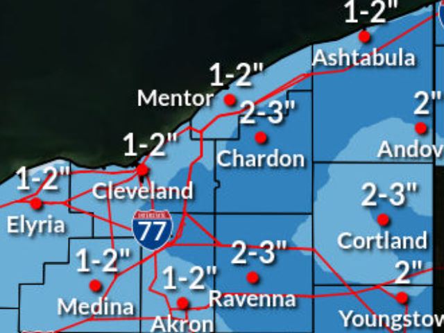 Cleveland Ohio Weather Snow Removal Forecast on 2/16/24