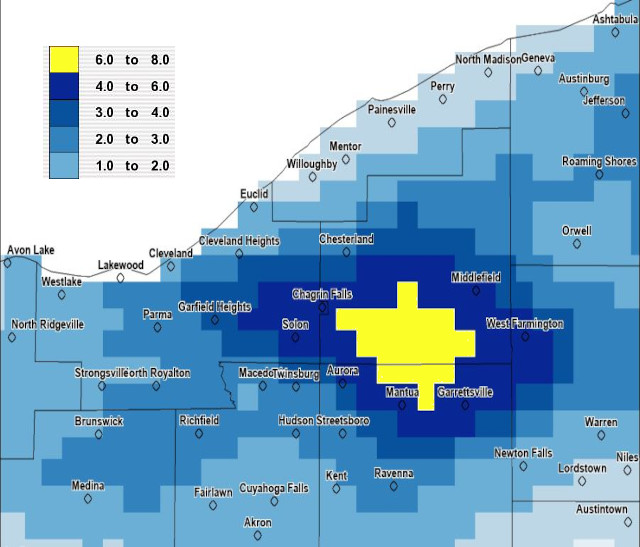 Cleveland Ohio Weather Snow Plowing Totals on 3/11/24