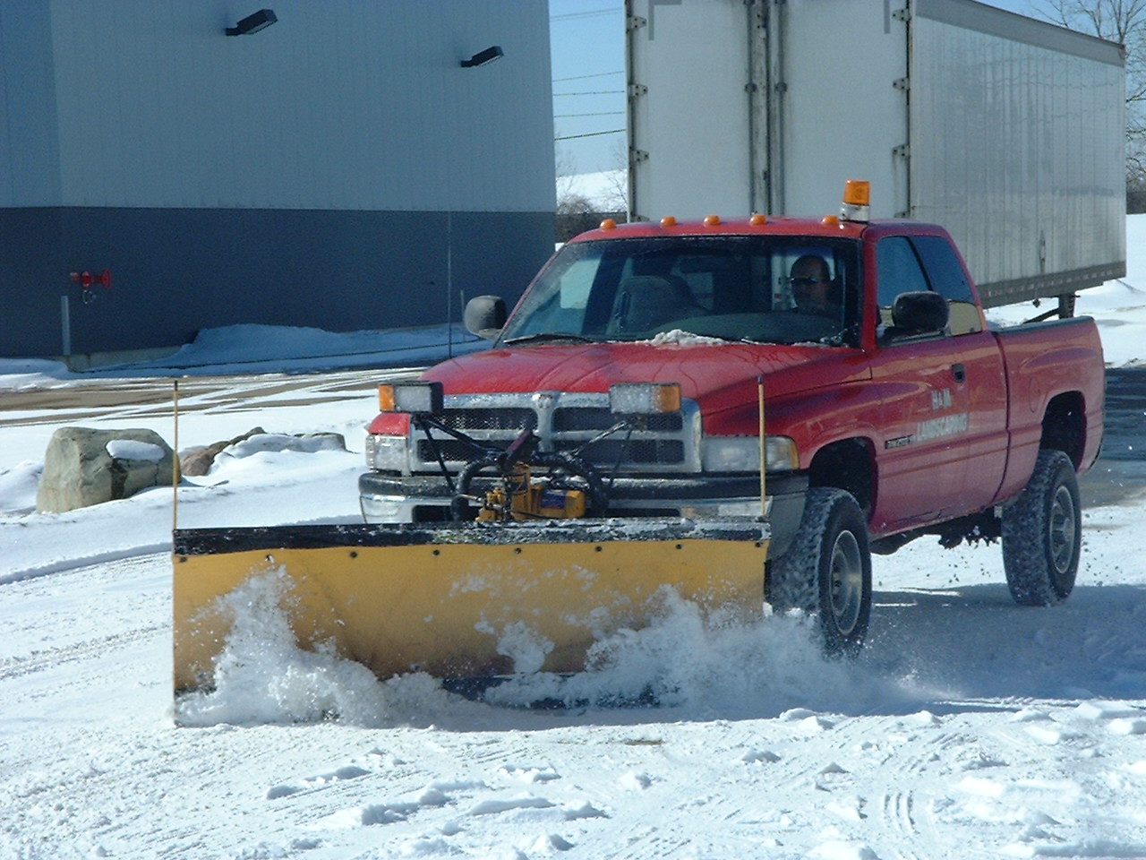 Pickup Truck Plowing Snow in Cleveland