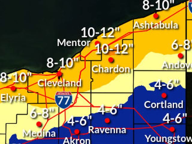 Cleveland Ohio Weather Snow Removal Forecast on 1/18/24