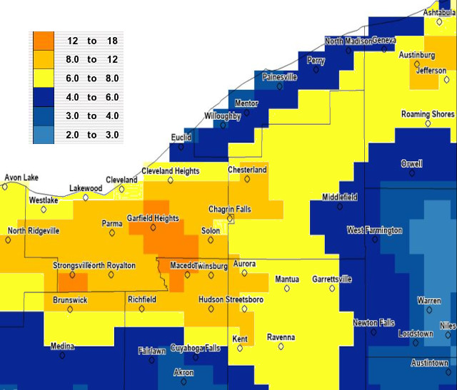 Cleveland Ohio Weather Snow Removal Forecast on 1/21/24