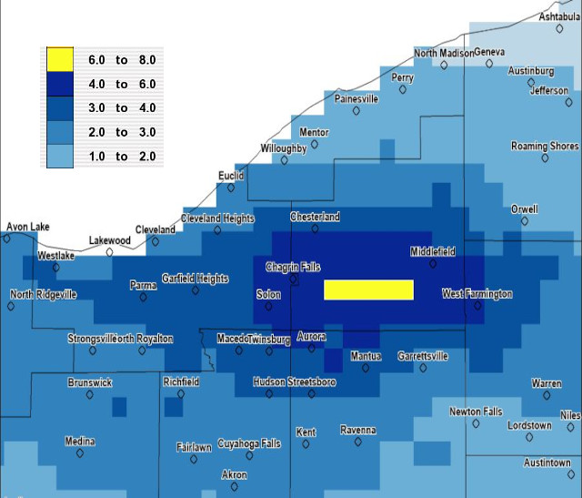 Cleveland Ohio Weather Snow Removal Forecast on 2/18/24