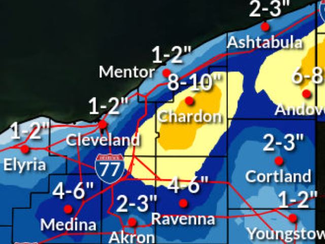 Cleveland Ohio Weather Snow Removal Forecast on 12/18/23